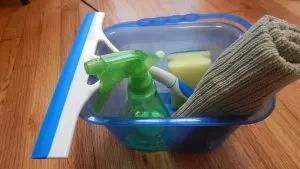 cleaning supplies in small bin. What are the benefits of practical life activities?