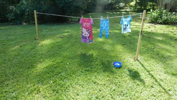 clothes hanging to dry following Practical Life activity