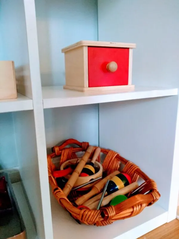 A toy shelf for a toddler