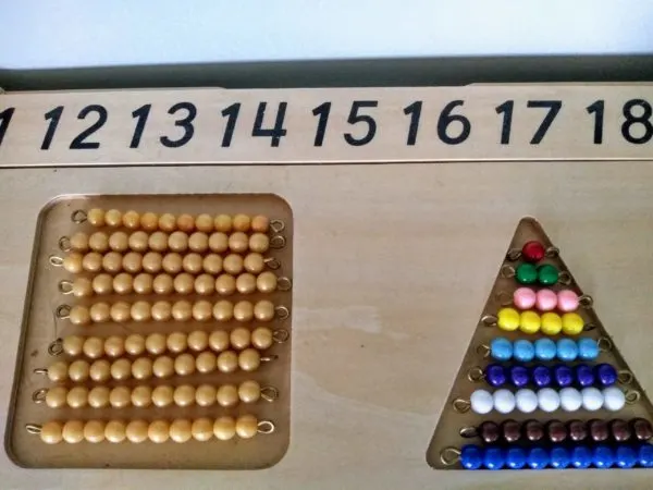 How montessori teaches math not using rote memorization: The Bead Stair.
