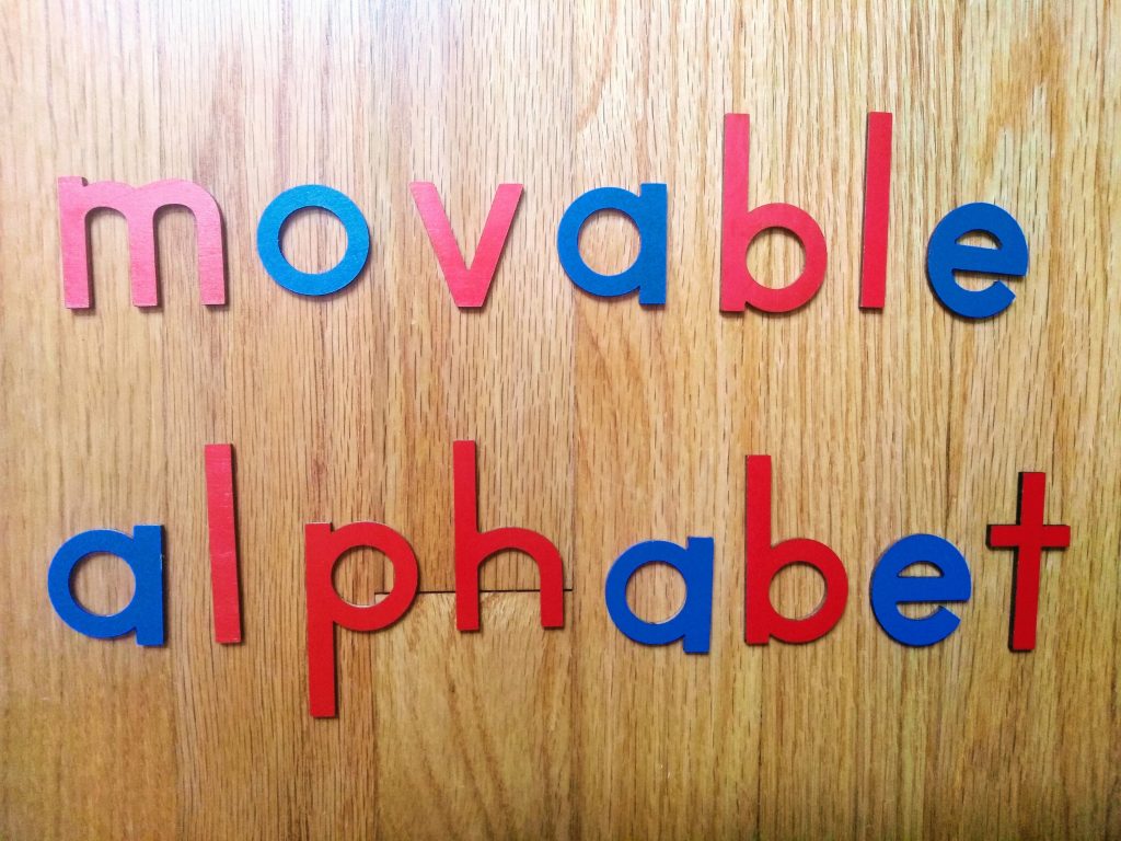 the small movable alphabet in montessori.