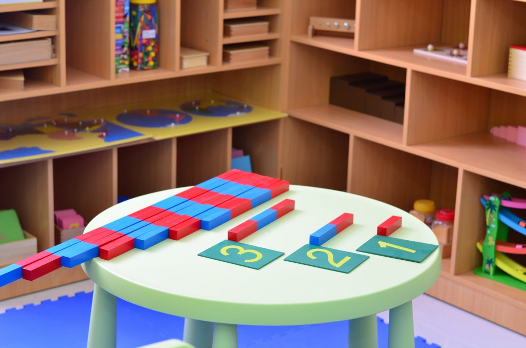 Number rods and Sandpaper Letters. Sensory learning is one of the many reasons a Montessori education works.