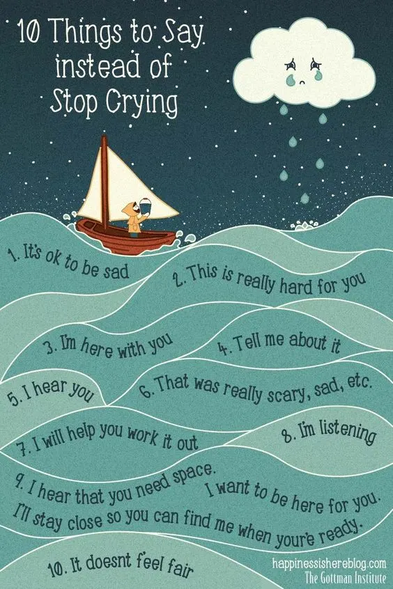 things to say instead of stop crying, encouraging emotional intellegence