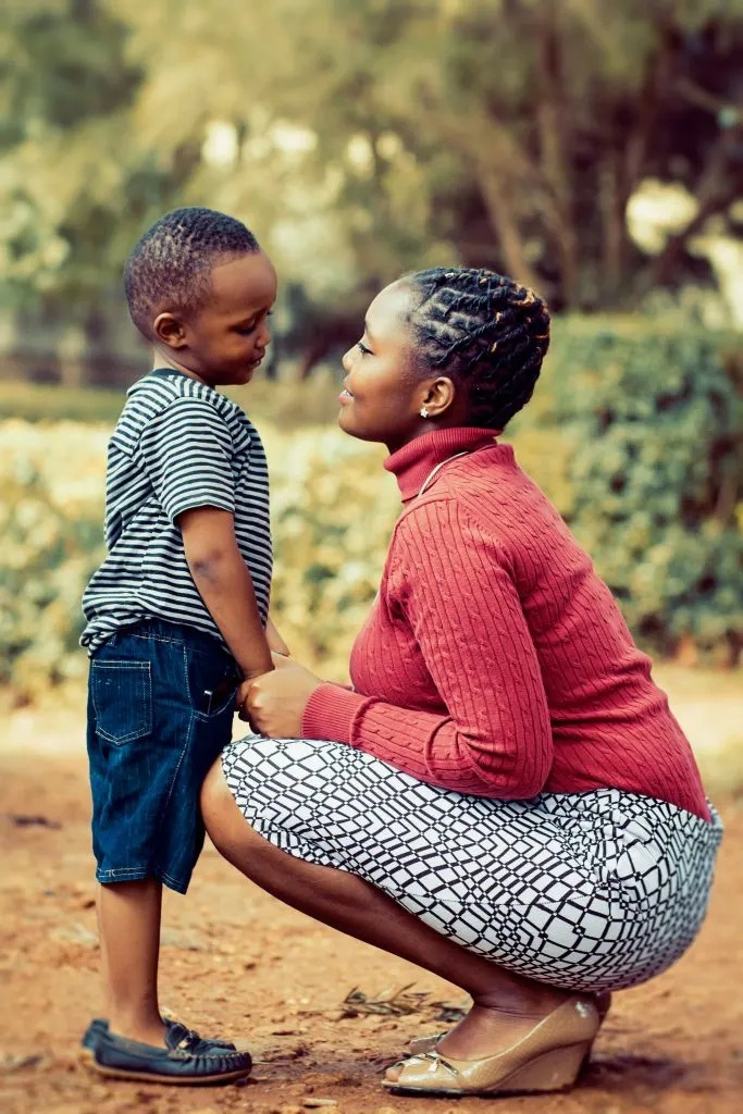 mother and son talking. encouraging emotional intellegence