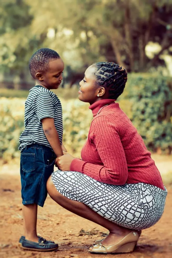 mother and son talking time in