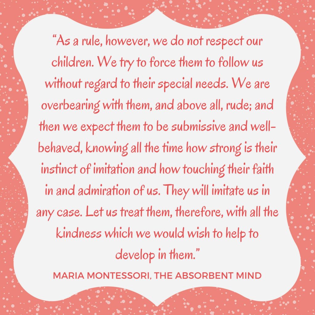 montessori quote respecting child and encouraging emotional intellengece