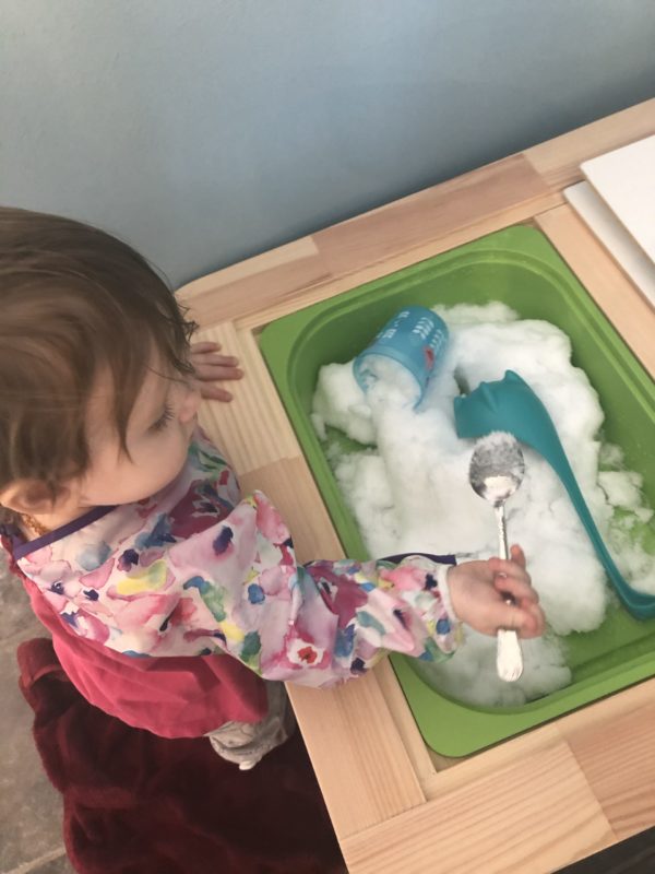 Snow in sensory table