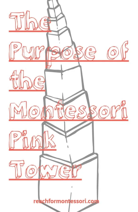 Purpose of the Montessori Pink Tower Pinterest graphic