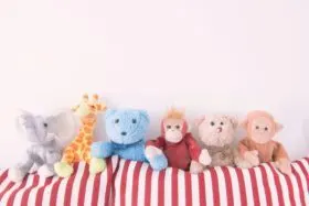 Are Stuffed Animals montessori? various stuffed animals lined up.