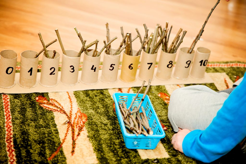 Montessori Activities: stick counting activity.