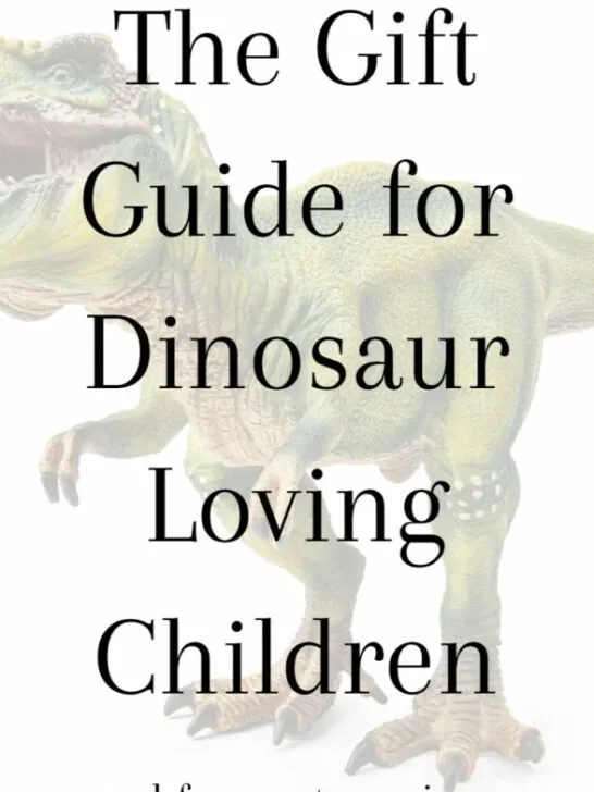 Dinosaur gifts for kids pinterest graphic.