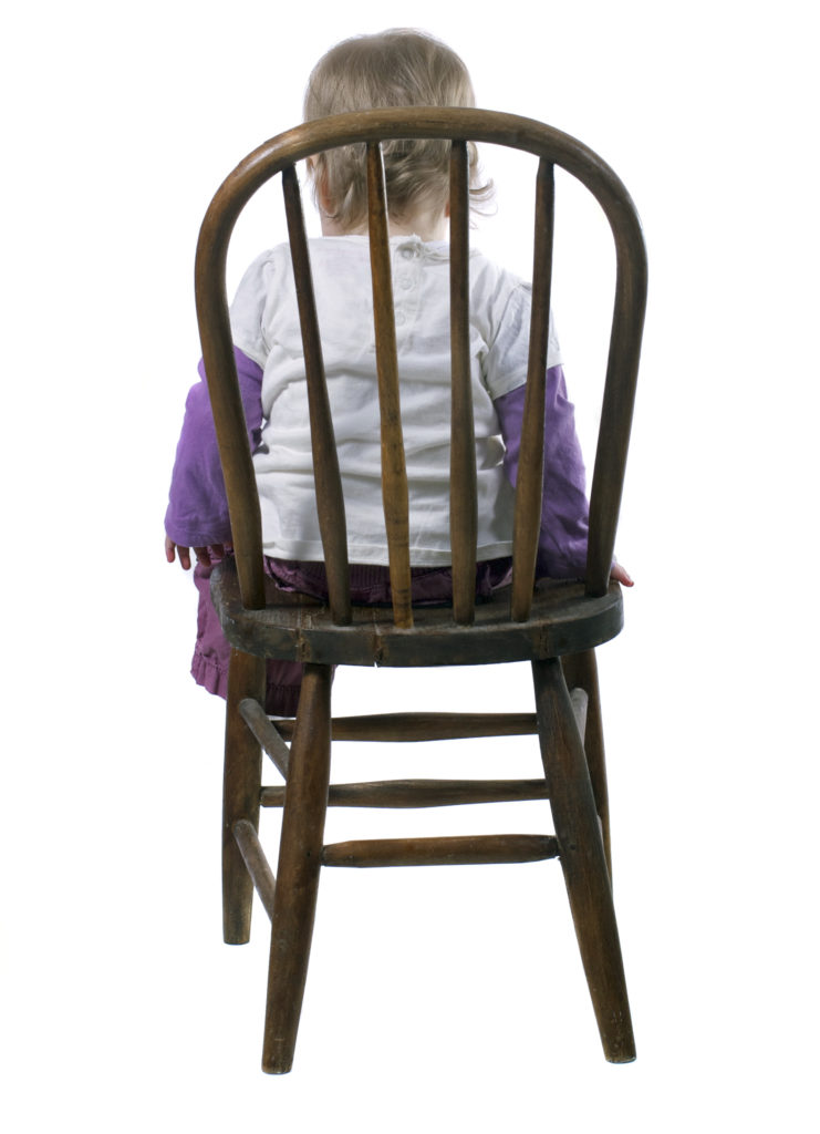 What is a time-in image of child sitting in chair.