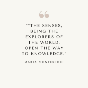 "The sense, being the explorers of the world, open the way to knowledge." Montessori quote.