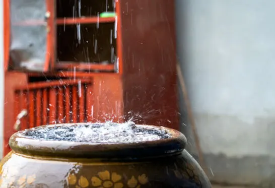 water dripping in jug.