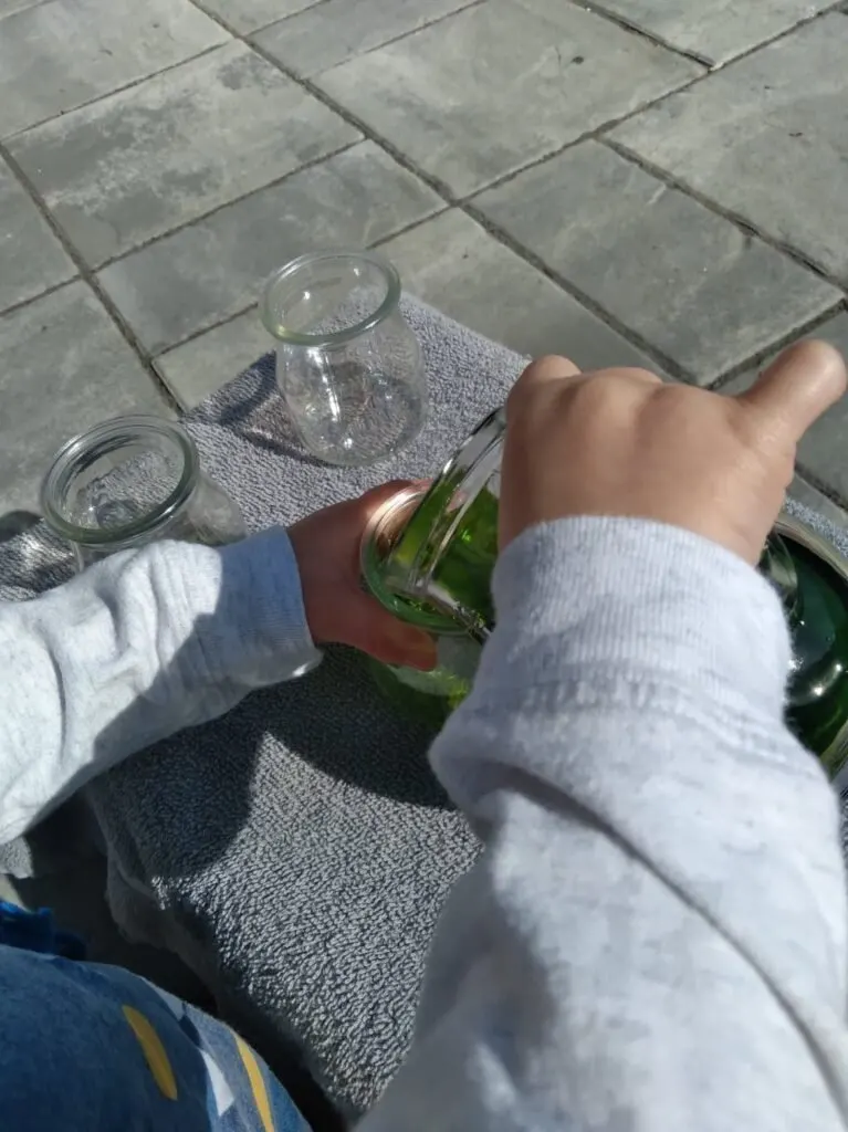 montessori water pouring activity.