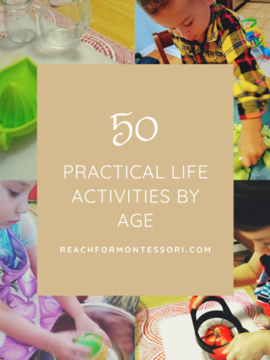 practical life activities by age pinterest graphic.