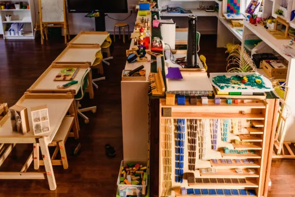 montessori classroom filled with montessori materials.