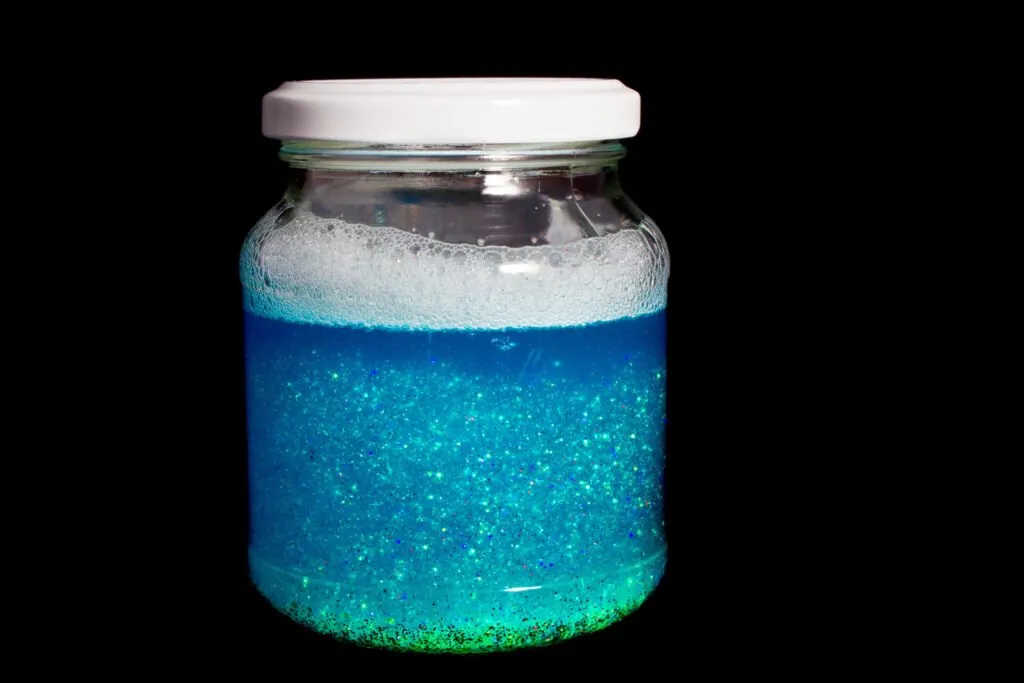 calming glitter jar for Montessori peace corner.