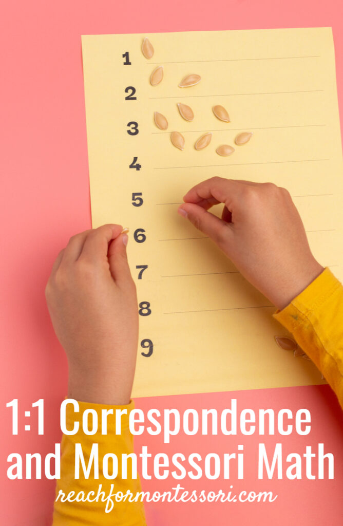 1:1 correspondence montessori math pin.