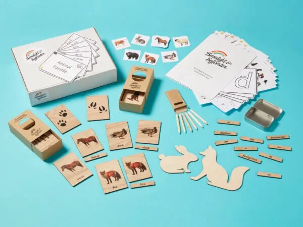 Image of contents of Montessori subscription boxes.