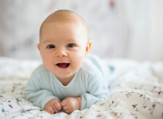 image of baby doing tummy time.