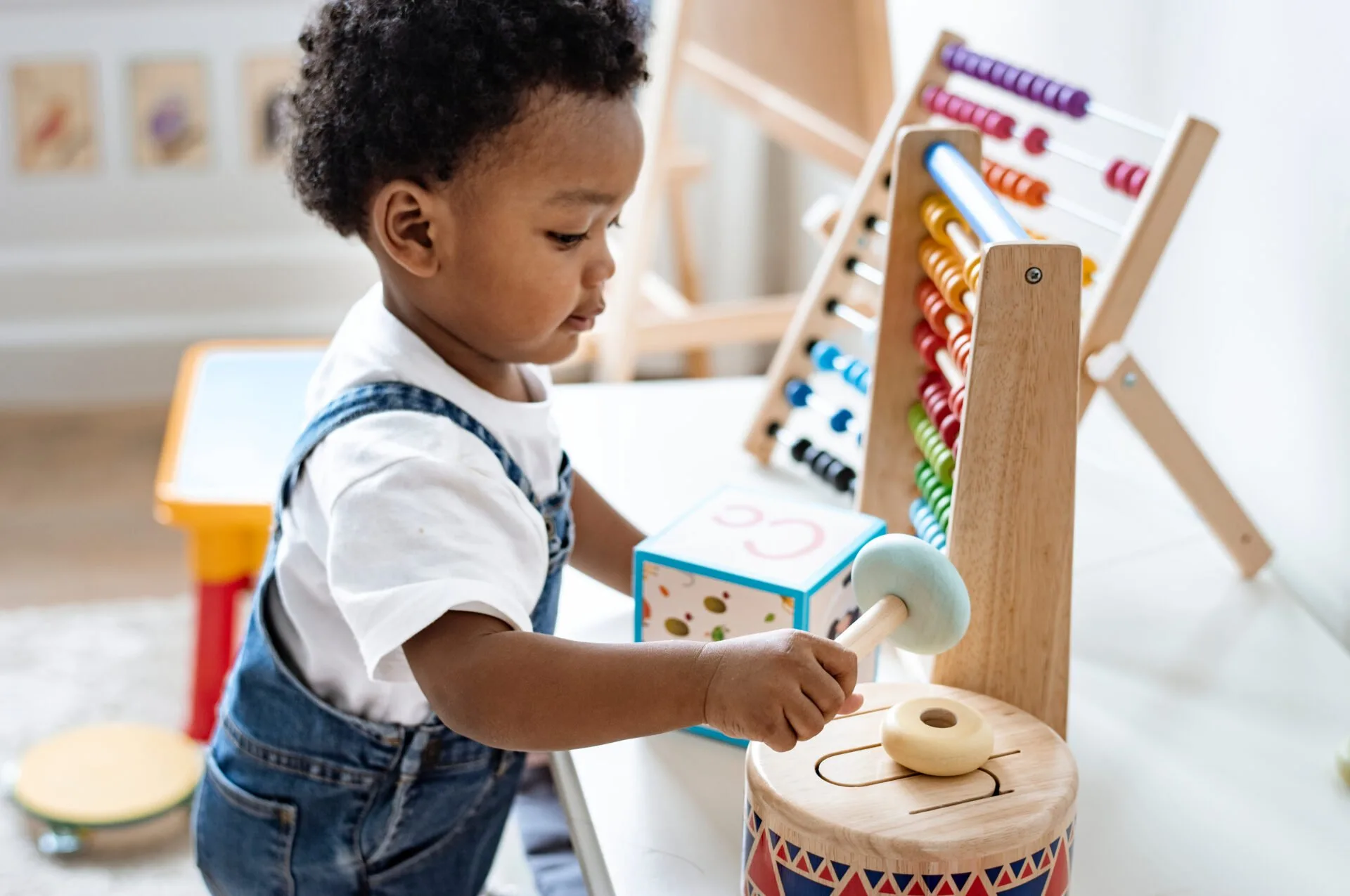 image of a child engaging in Montessori activities for 1-year-olds.