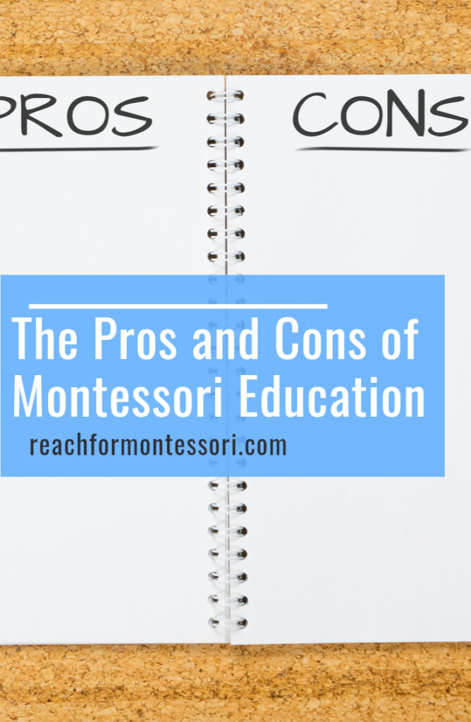image of the pros and cons of montessori list.