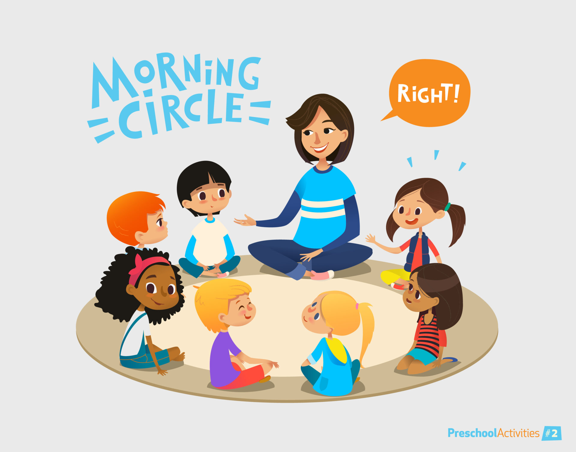 Дети сидят в кругу иллюстрация