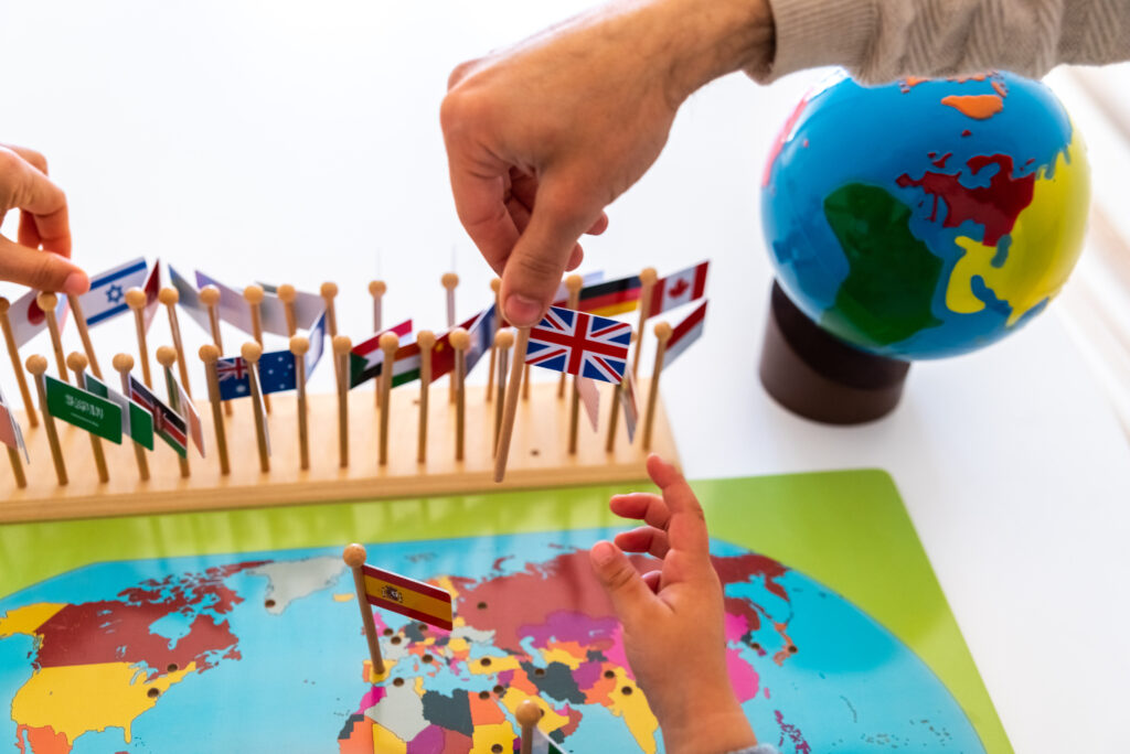 of Montessori flag stand.