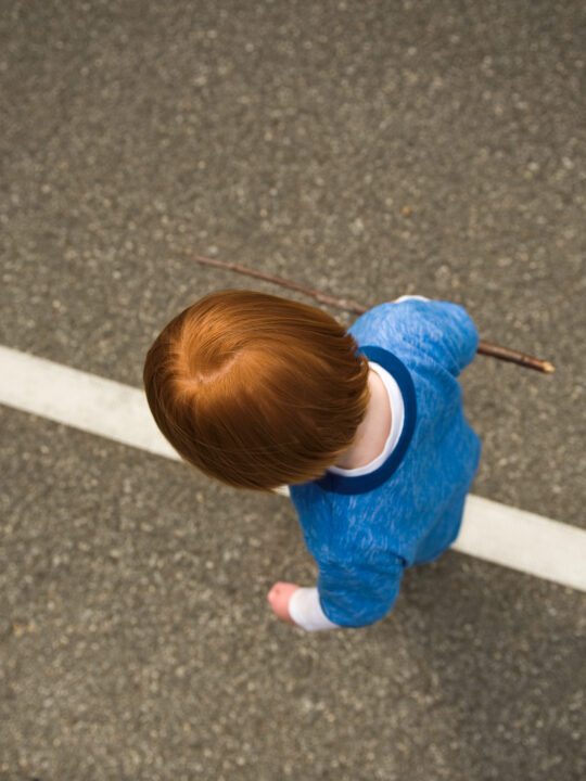 image of child walking the line Montessori style.
