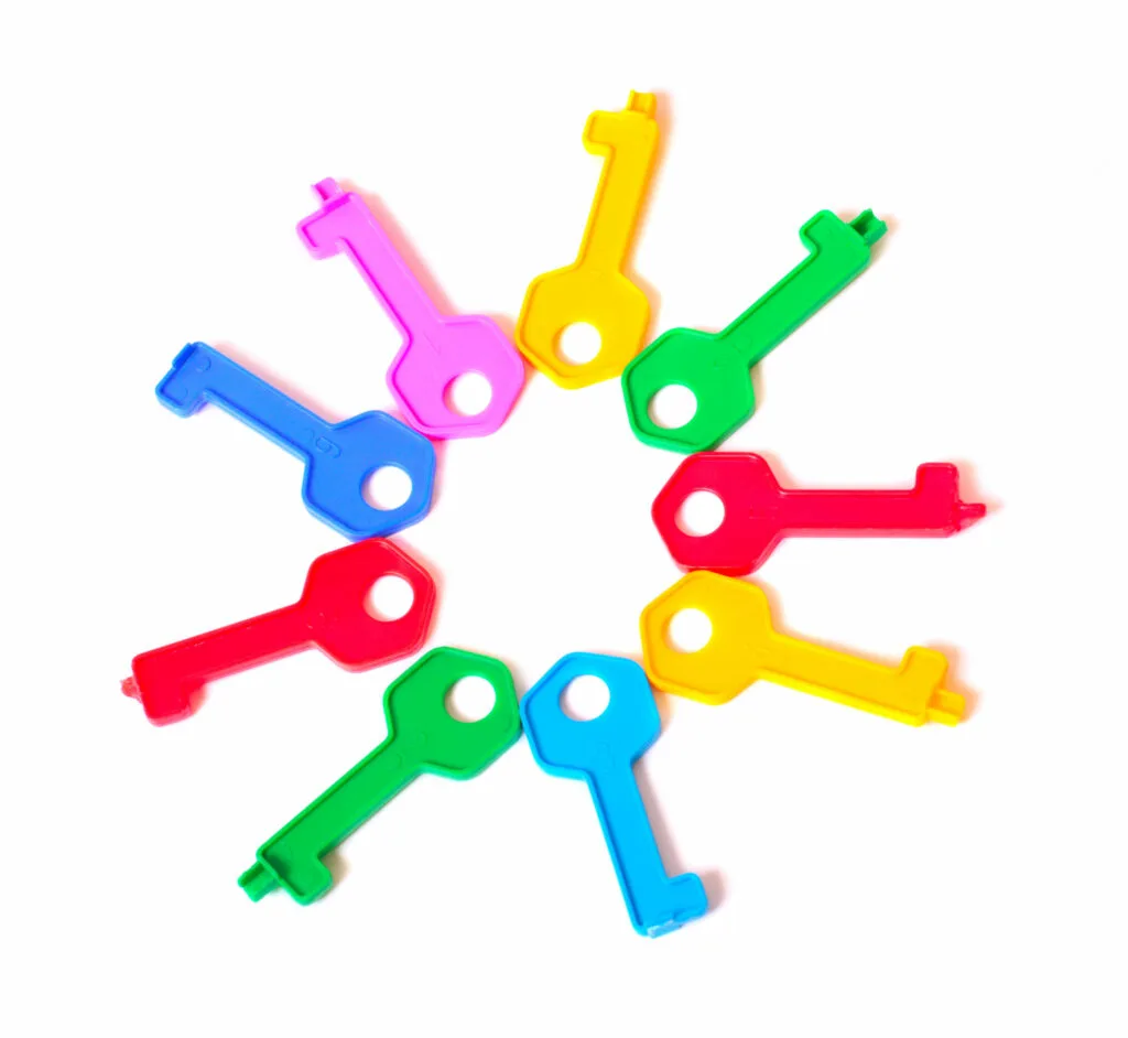 image of keys that go with lock and key toys.
