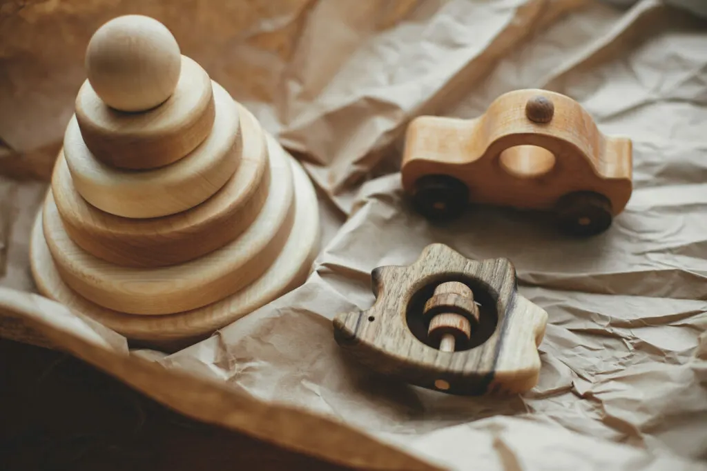 image of wooden montessori 1 year old toys.