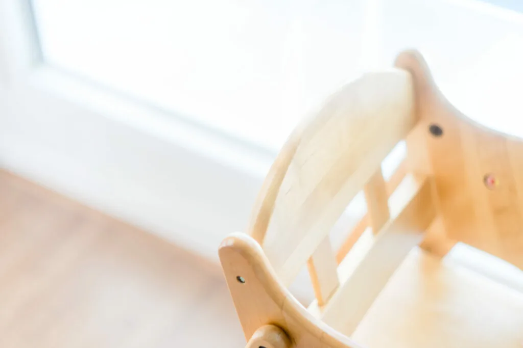 image of wooden Montessori high chair.