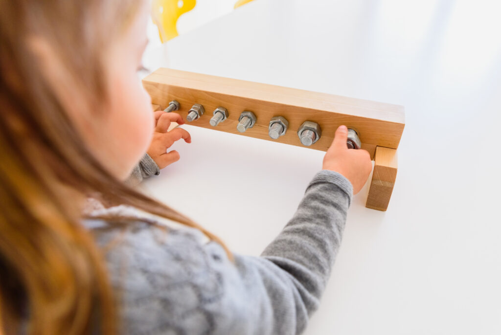 image of Montessori nuts and bolts toys.