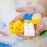 image of duplos, one of the montessori bath toys.