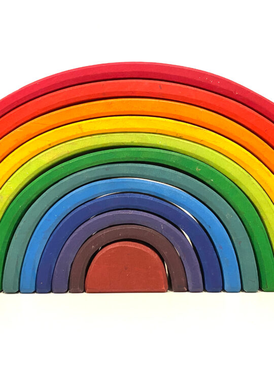image of one of the popular open ended toys, a grimms rainbow.