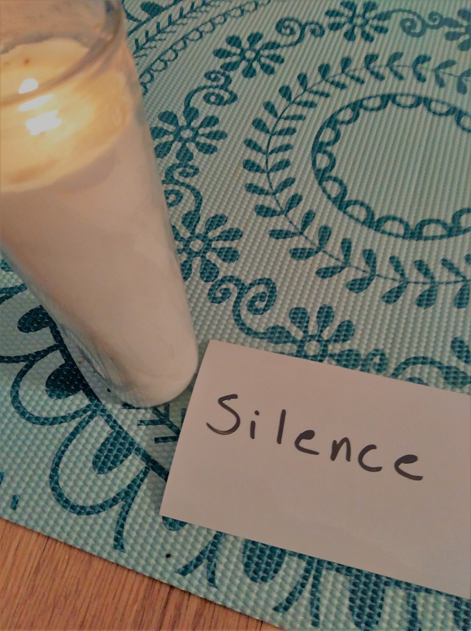 image of candle and card for Montessori silnce game.