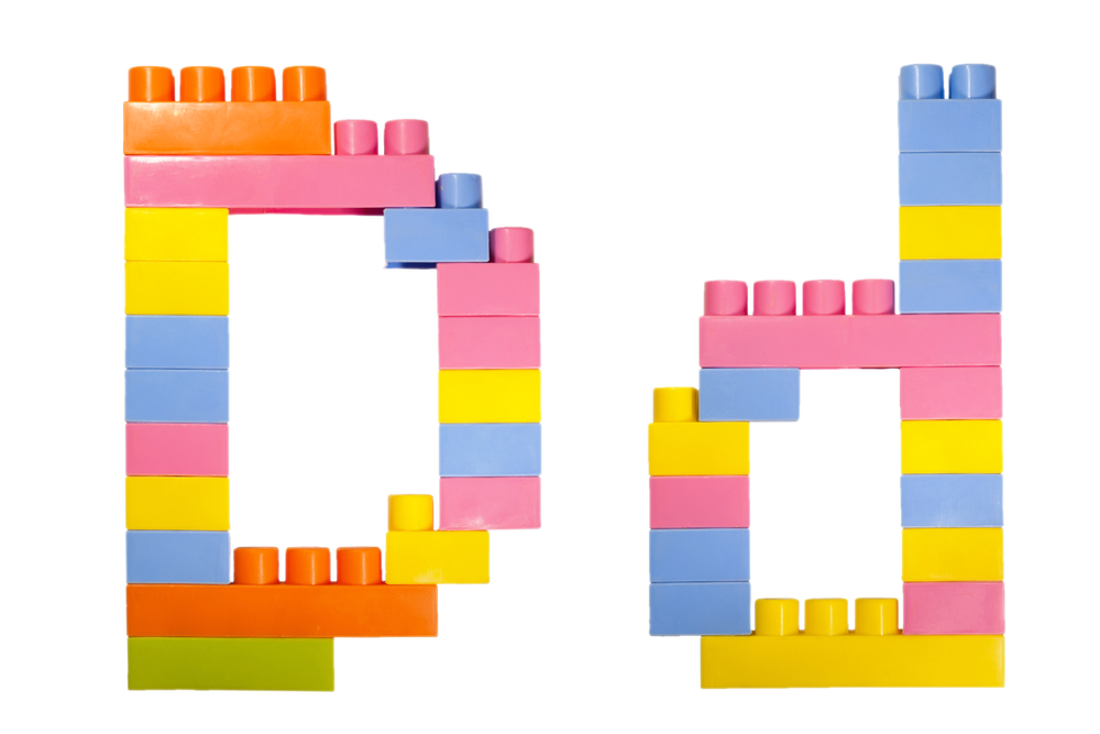 Image for letter D formed from lego toys.