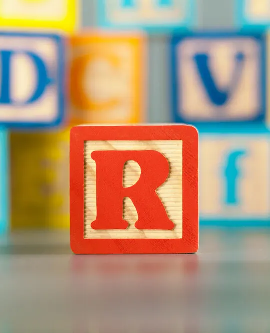 Image of letter R block toy for toys that start with R article.