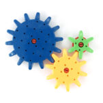 Image of plastic cogs, rotation schema toys.
