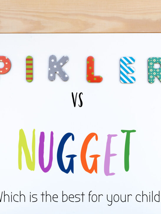image of sign that says pikler traingle vs nugget.