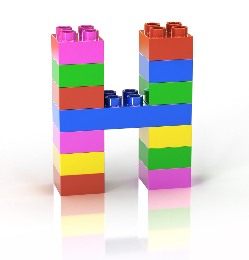 Image of legos build to the letter H, for toys that start with H post.