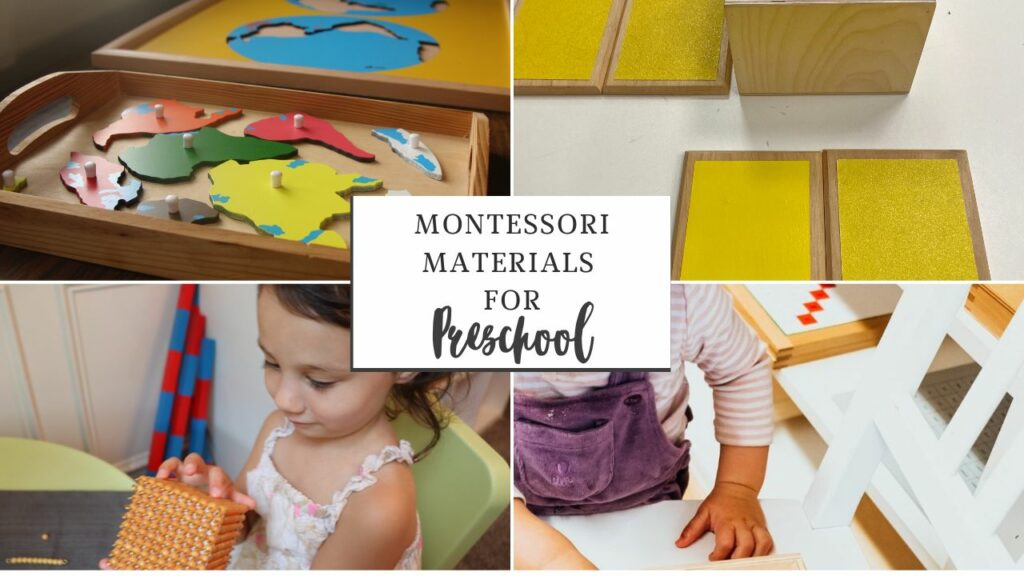 Image of collage of Montessori preschool materials.