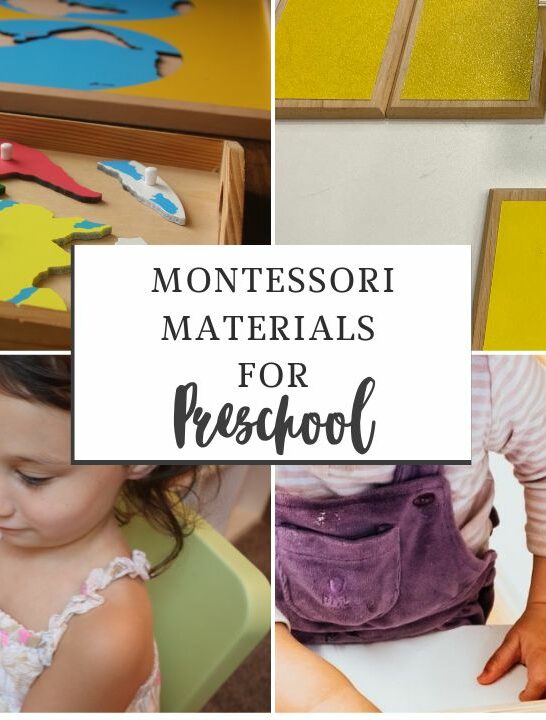 Image of collage of Montessori preschool materials.