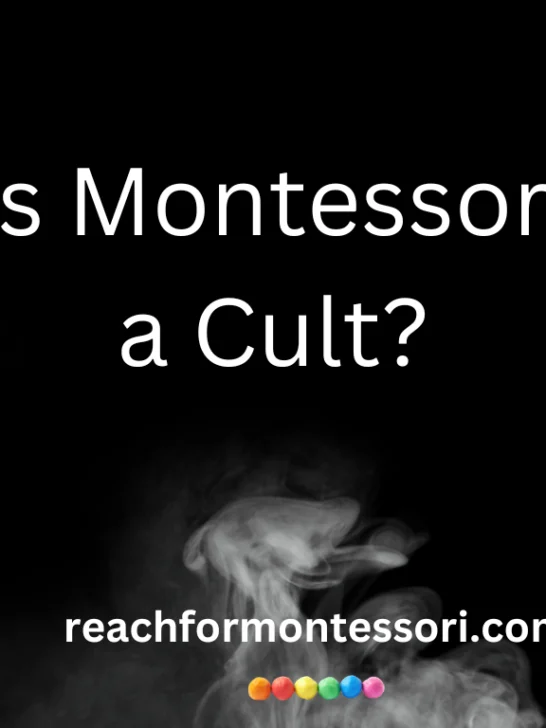 image of black background and smoke with text overlay that reads is Montessori a cult?