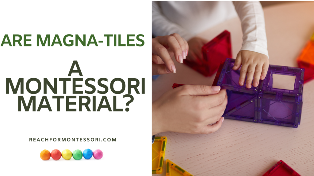 image of child playing with purple magnatiles for the header image to the reachformontessori.com are magnatiles montessori post.