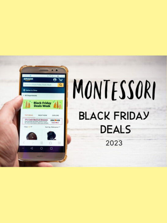 Pinterest image that reads Montessori Black Friday Deals 2023.
