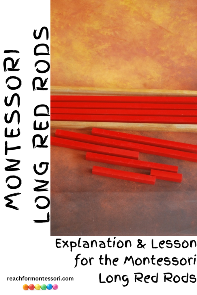 image of Montessori long red rods Pinterest image.